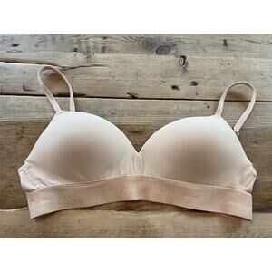 Victoria's Secret PINK Beige Logo Band 32B Wear Everywhere Push Up Wireless Bra
